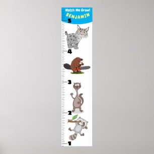 Cute funny animals cartoon growth chart