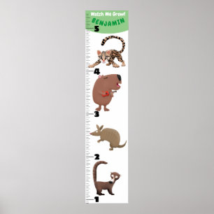 Cute funny animals cartoon growth chart