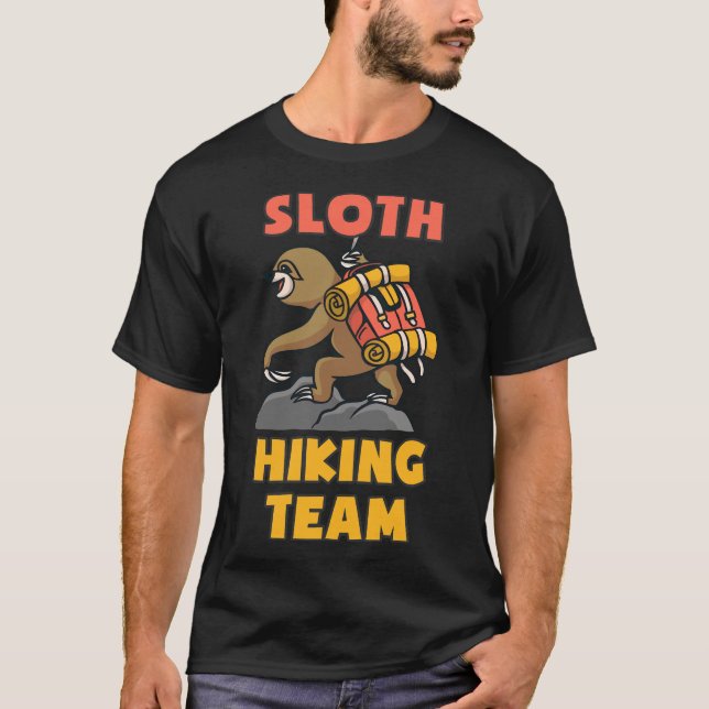 Cute Funny Animals Sloth Hiking Team T-Shirt (Front)