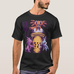 Cute Funny Aolotl Ice Cream Cone Japanese Anime  T-Shirt