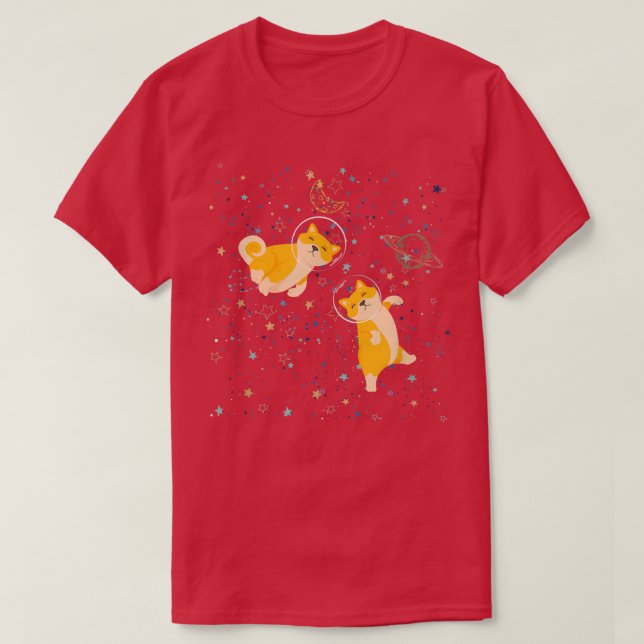 Cute Funny Astronaut Space Puppy Dog GalayTheme Sh T-Shirt (Design Front)
