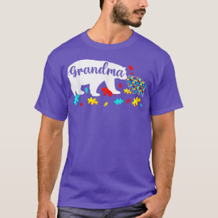 Cute Funny Autism Grandma Bear Autism Awareness Fa T-Shirt