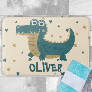 Cute Funny Baby Alligator Personalised Bath Mat
