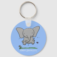 Cute funny baby elephant jump illustration cartoon