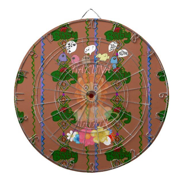 Cute Funny Baby Lion King: Hakuna Matata Design Dartboard (Front)