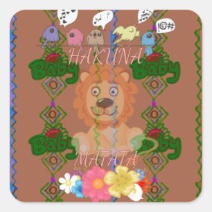 Cute Funny Baby Lion King: Hakuna Matata Design Square Sticker