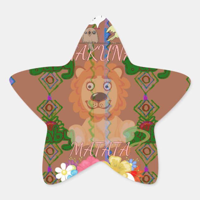 Cute Funny Baby Lion King: Hakuna Matata Design Star Sticker (Front)