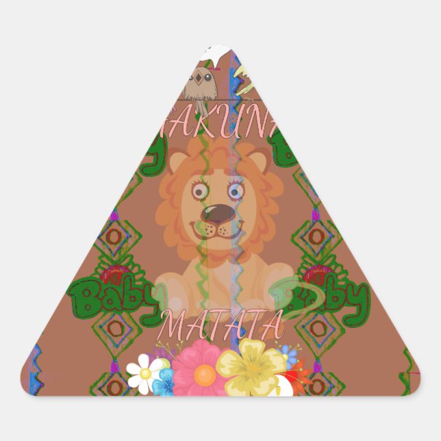 Cute Funny Baby Lion King: Hakuna Matata Design Triangle Sticker (Front)
