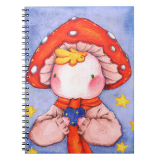 Cute funny baby mushroom Heart Watercolor drawing Notebook