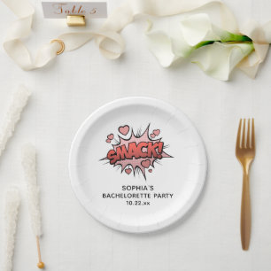 Cute Funny Bachelorette Party Retro Wedding Paper Paper Plate