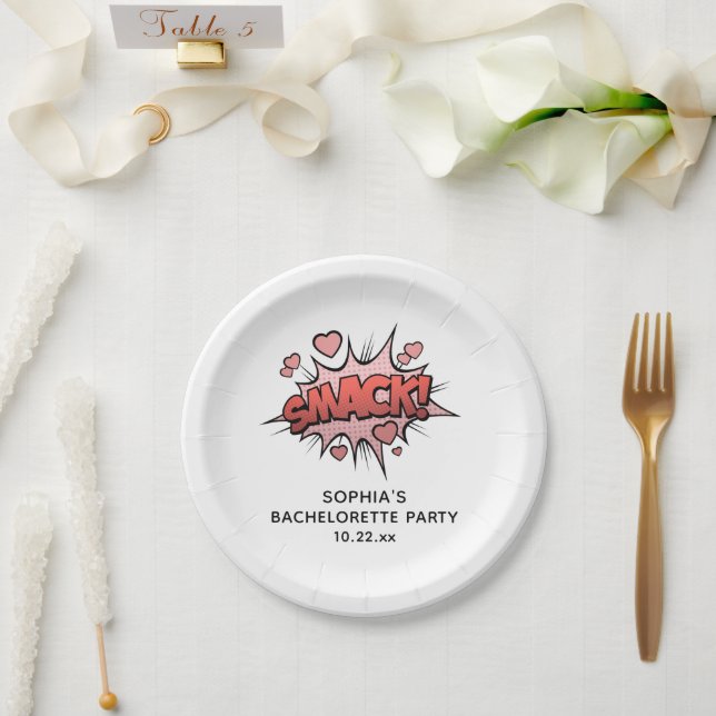 Cute Funny Bachelorette Party Retro Wedding Paper Paper Plate (Wedding)