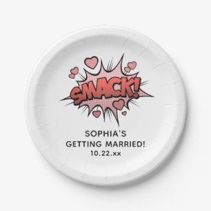 Cute Funny Bachelorette Party Retro Wedding  Paper Plate