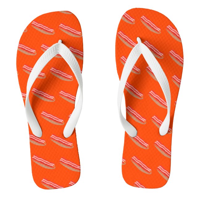 Cute Funny Bacon  Flip Flops (Footbed)