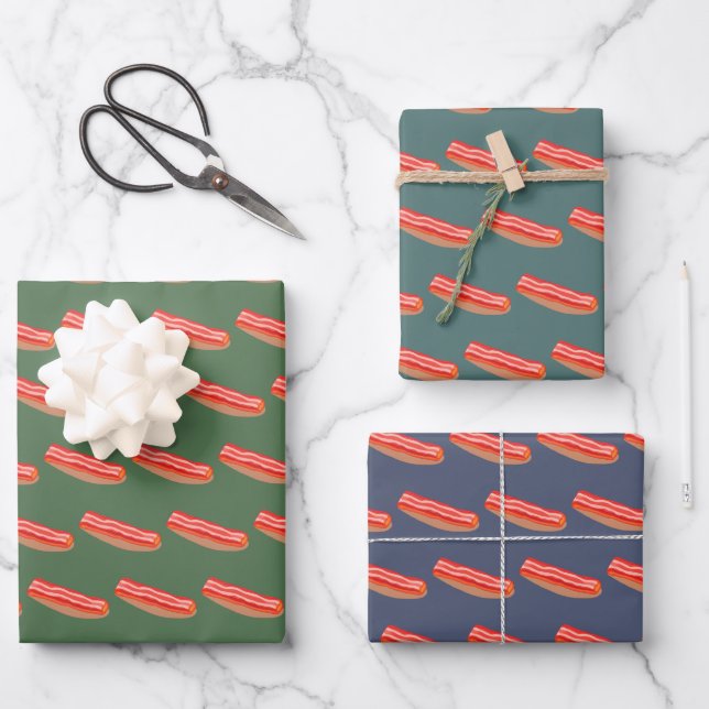 Cute Funny Bacon  Wrapping Paper Sheet (Front)
