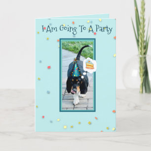 Cute & Funny Basset on Birthday Card W/Cake