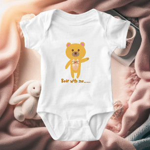 Cute Funny Bear With Me Baby Shower Personalised Bodysuit