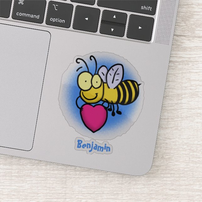 Cute funny bee with heart cartoon illustration (Detail)