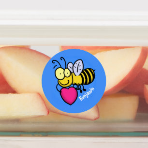 Cute funny bee with heart cartoon illustration
