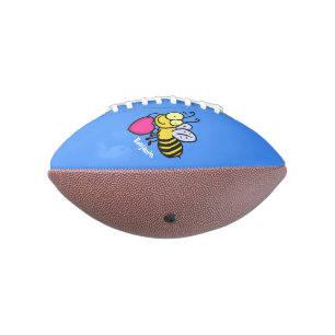 Cute funny bee with heart cartoon illustration american football