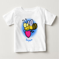 Cute funny bee with heart cartoon illustration