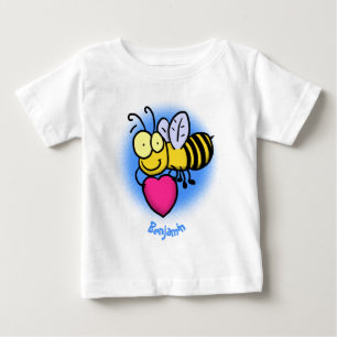Cute funny bee with heart cartoon illustration baby T-Shirt