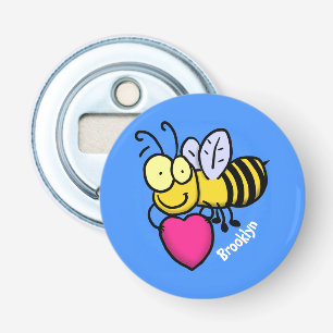 Cute funny bee with heart cartoon illustration bottle opener