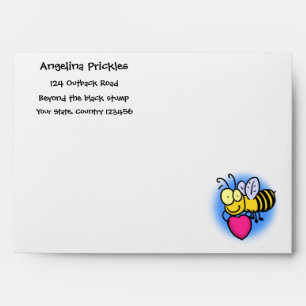 Cute funny bee with heart cartoon illustration envelope