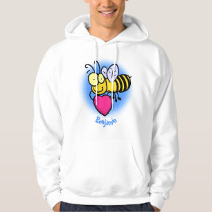 Cute funny bee with heart cartoon illustration hoodie