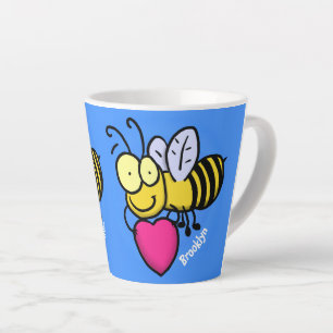 Cute funny bee with heart cartoon illustration latte mug