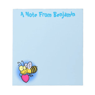 Cute funny bee with heart cartoon illustration notepad