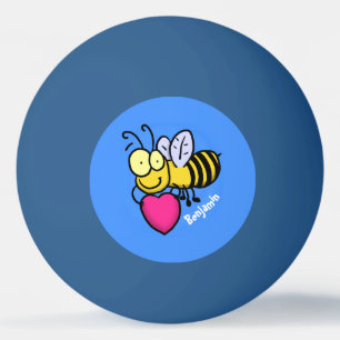 Cute funny bee with heart cartoon illustration ping pong ball