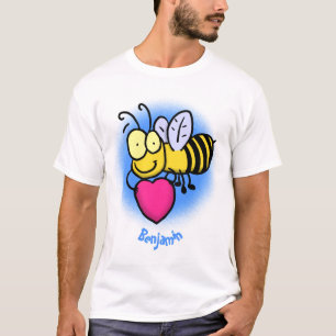 Cute funny bee with heart cartoon illustration T-Shirt