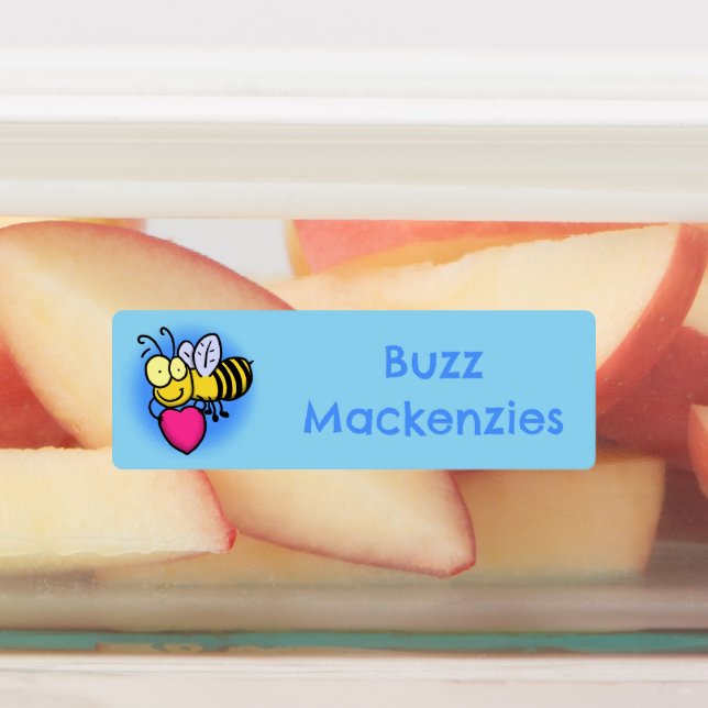 Cute funny bee with heart cartoon personalised  (Affixed)