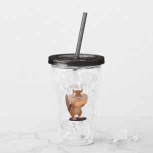 Cute funny big cheeks chipmunk cartoon acrylic tumbler