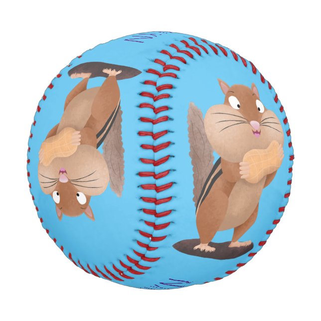Cute funny big cheeks chipmunk cartoon  baseball (Angled)