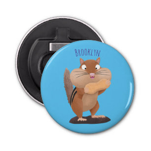 Cute funny big cheeks chipmunk cartoon bottle opener