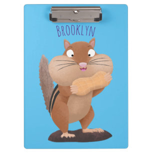 Cute funny big cheeks chipmunk cartoon clipboard
