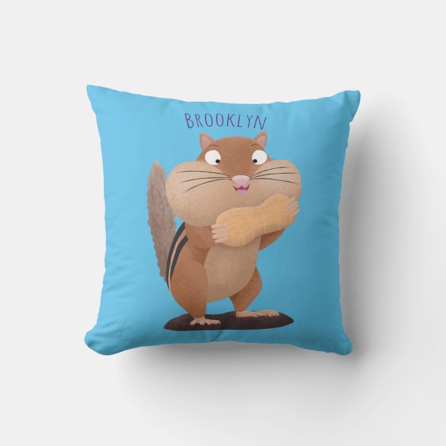 Cute funny big cheeks chipmunk cartoon cushion (Front)