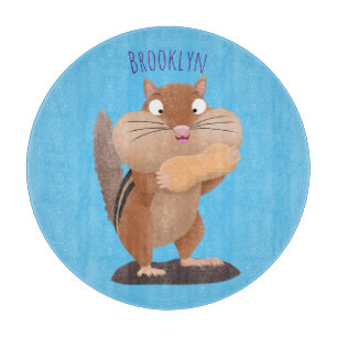 Cute funny big cheeks chipmunk cartoon cutting board