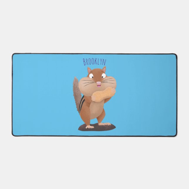 Cute funny big cheeks chipmunk cartoon desk mat (Front)