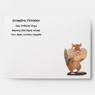 Cute funny big cheeks chipmunk cartoon envelope