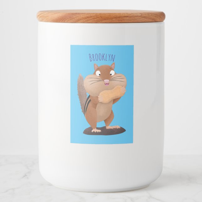 Cute funny big cheeks chipmunk cartoon food label (Front)