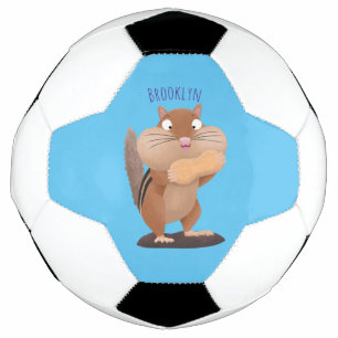 Cute funny big cheeks chipmunk cartoon football