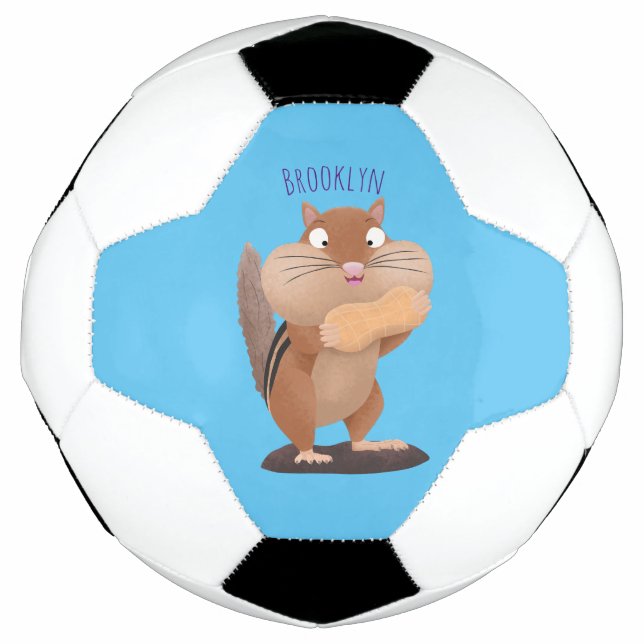 Cute funny big cheeks chipmunk cartoon football (Front)