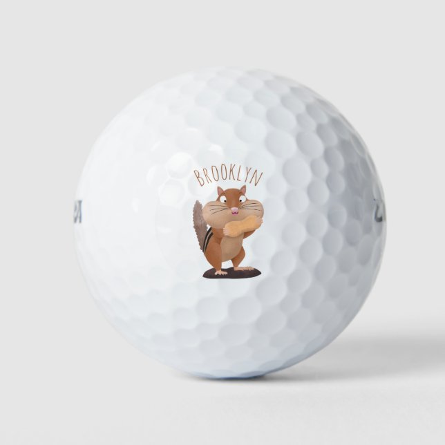 Cute funny big cheeks chipmunk cartoon golf balls (Front)