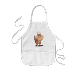 Cute funny big cheeks chipmunk cartoon kids apron