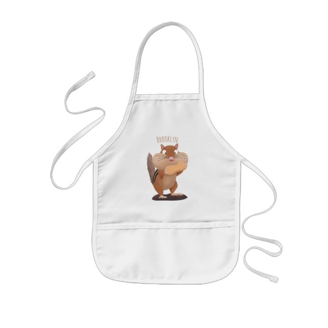 Cute funny big cheeks chipmunk cartoon kids apron (Front)