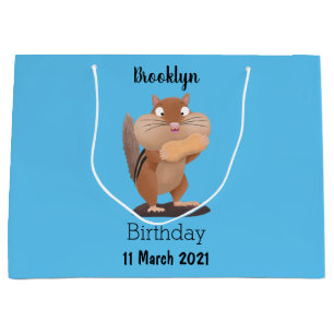 Cute funny big cheeks chipmunk cartoon large gift bag
