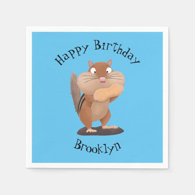 Cute funny big cheeks chipmunk cartoon  napkin (Front)