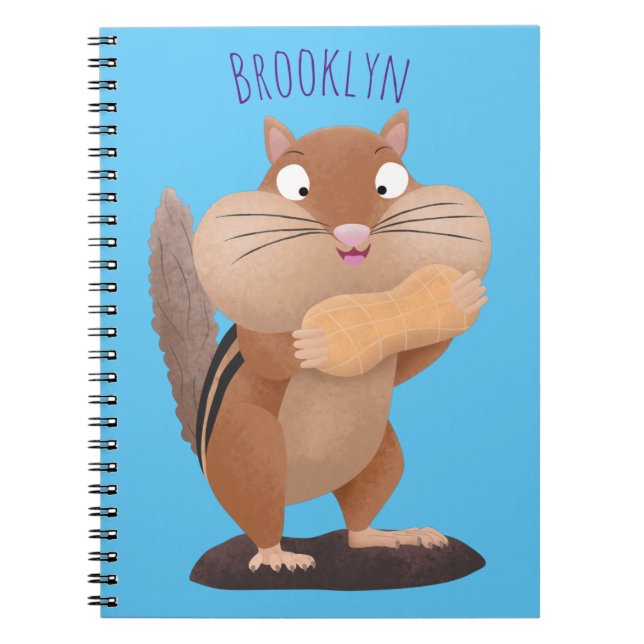 Cute funny big cheeks chipmunk cartoon notebook (Front)